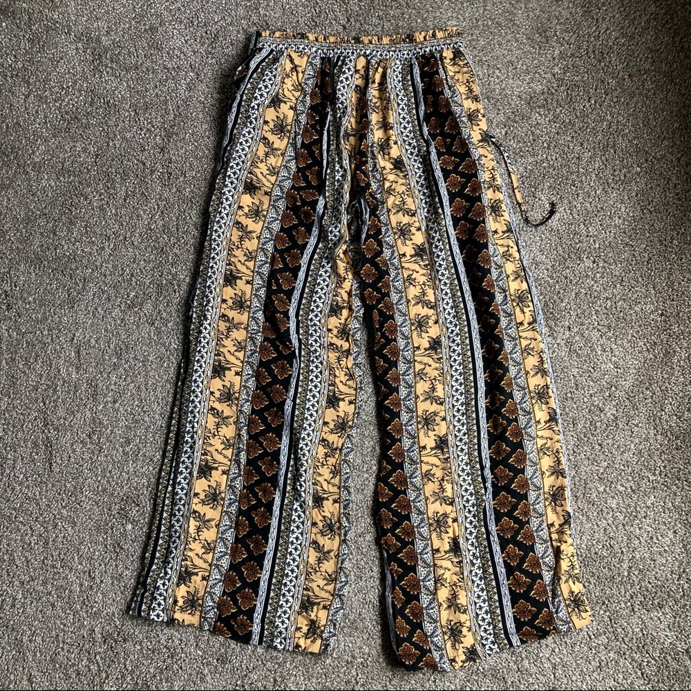 Papaya Wide leg palazzo pants size small stretch waist multicolor SKUPB1 tie